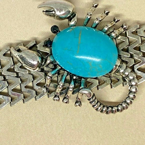 Western Scorpion Turquoise Pendant Chain Bracelet - Picture 3 of 9